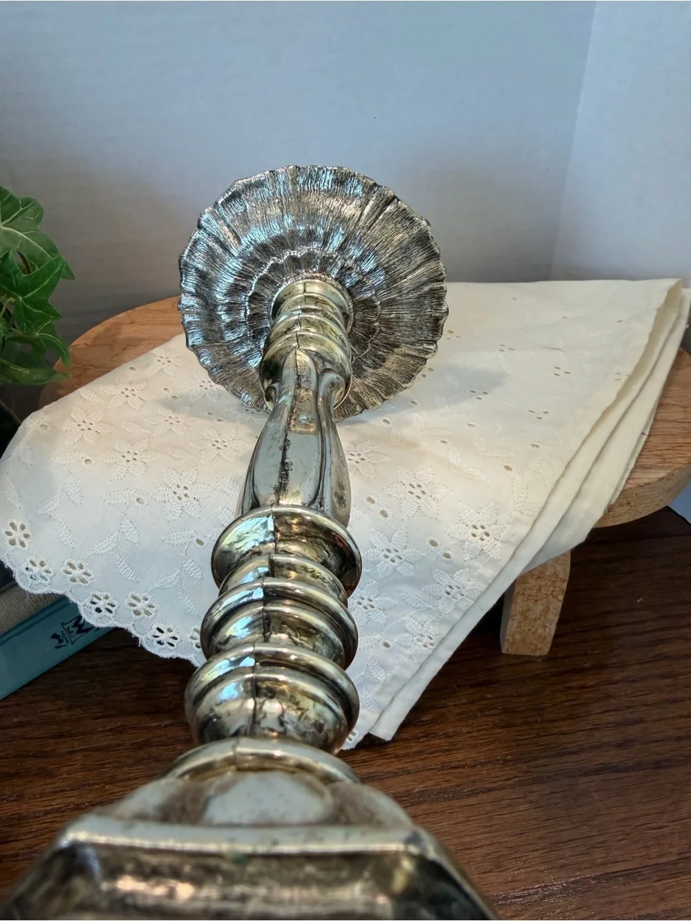 Vintage Style Ornate Metal Candlestick Holder 10.25